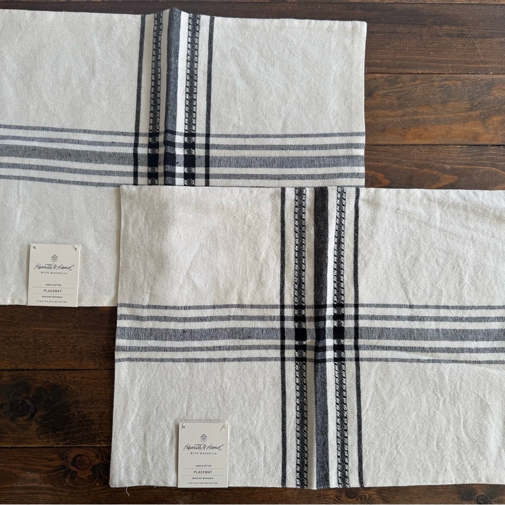 Hearth & Hand Striped White and Black Placemats